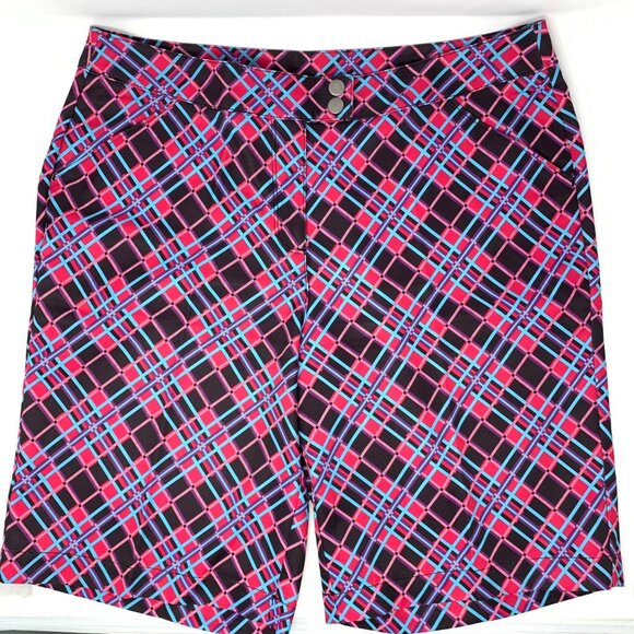 PGA Tour Pants - PGA Tour Pink and Black Plaid Bermuda Women's Golf Shorts Size 10